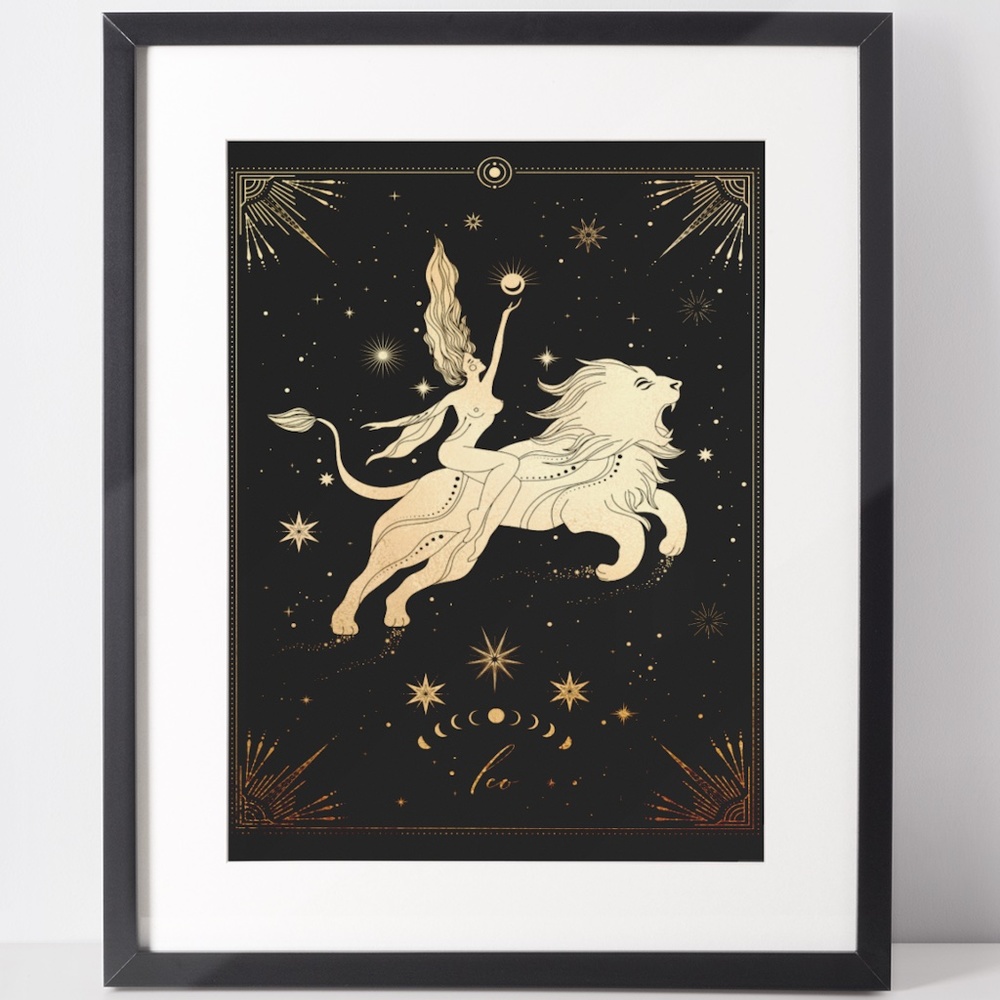 Leo Wall Art Celestial Zodiac Print Poster Unframed